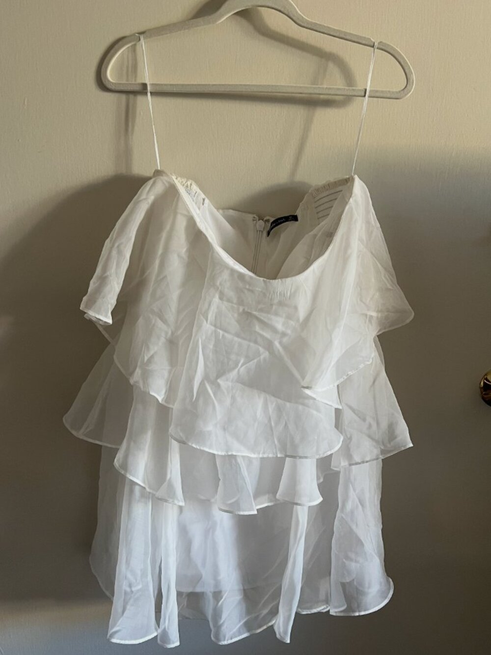 Abecrombie & Fitch Organza Tiered Strapless Mini Dress - Picture 4 of 9